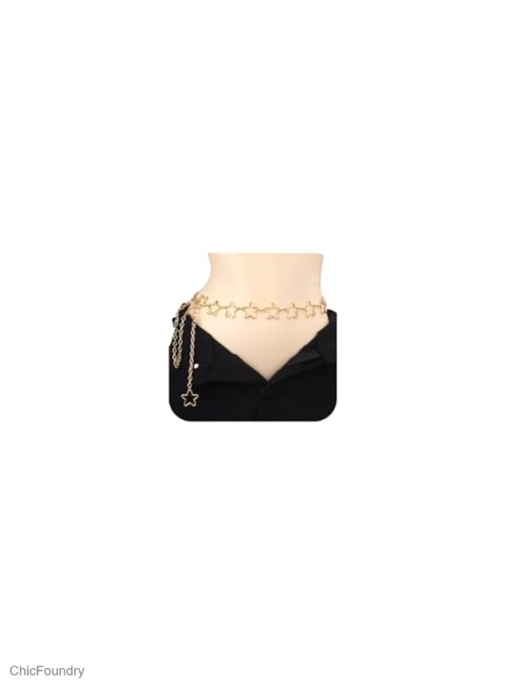 Gold Chain Waist Belt for Women Star Butterfly Metal Belt Y2K Hip Hop